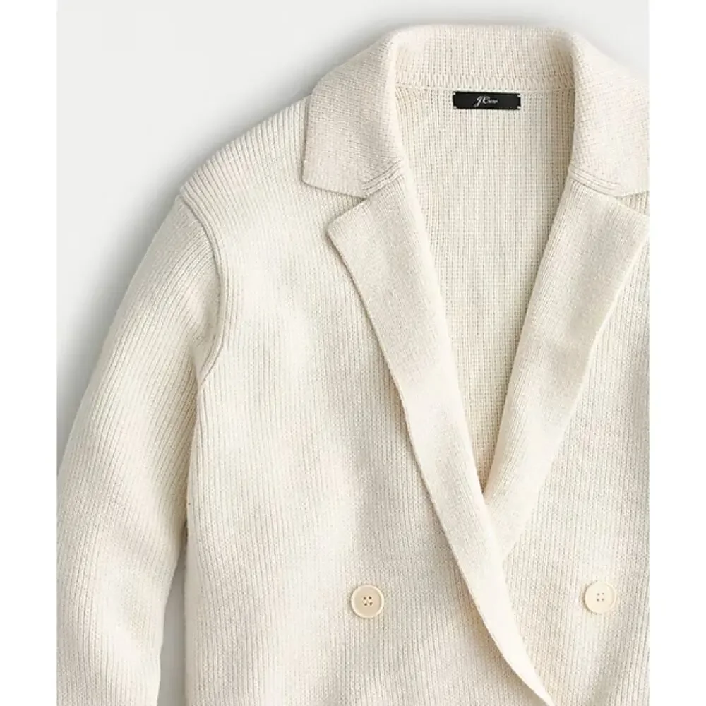 J Crew Double Breasted Sweater Blazer S White Cardi Oversized AF390 J.Crew Wool